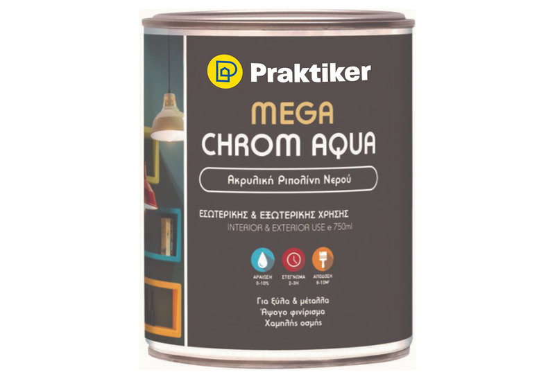 Ριπολίνη Praktiker Mega Chrom Aqua Λευκή 750ml Σατινέ