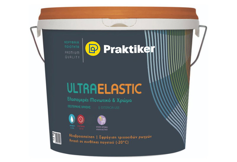 Χρώμα Ακρυλικό Praktiker Ultra Elastic Λευκό 3lt