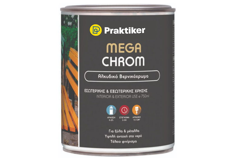 Ντουκόχρωμα Praktiker Mega Chrom Μαύρο 750ml