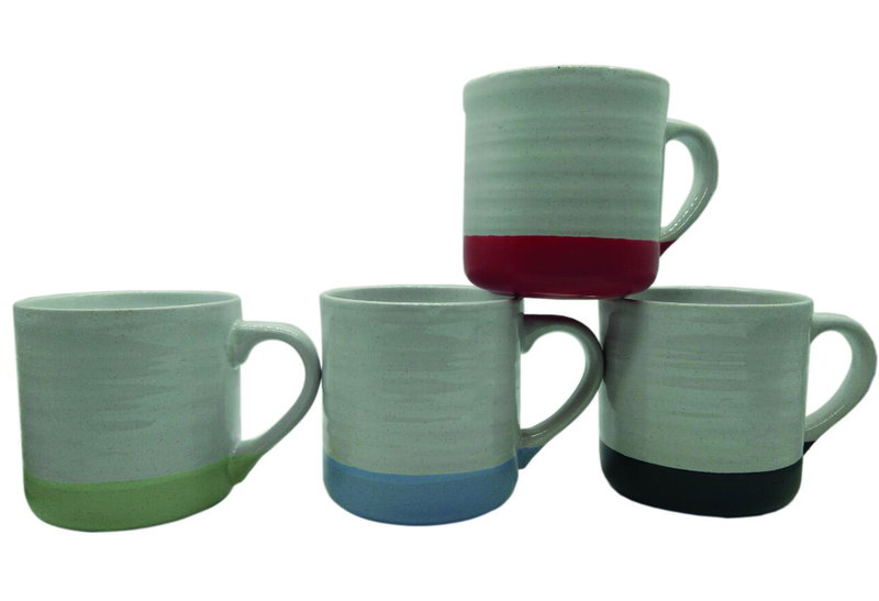 Κούπα Stoneware Λευκή με Χρωματιστή Βάση