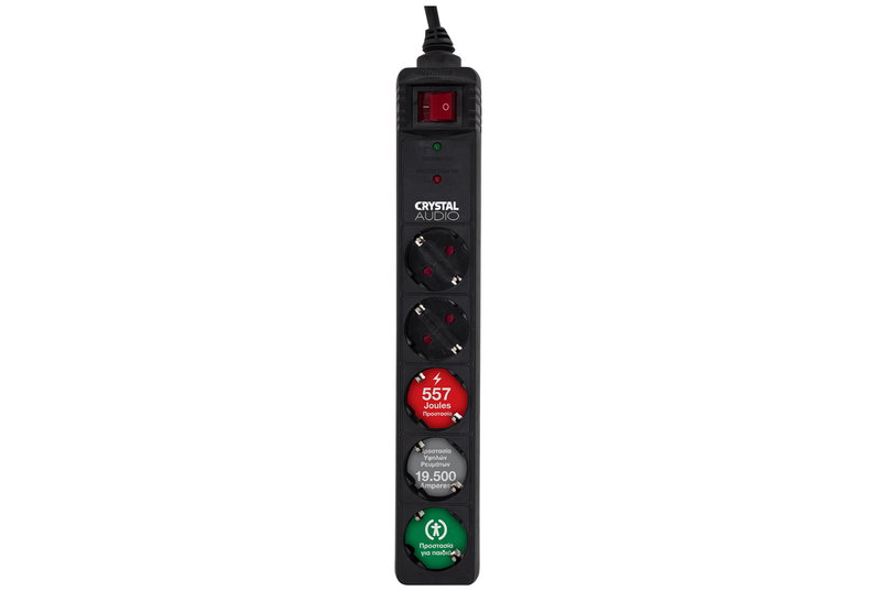 Πολύπριζο Υπέρτασης Crystal Audio 5 Θέσεων Μαύρο