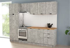 Έτοιμη Κουζίνα Kitwood City Γκρι Ανοιχτό Μ260xΠ60xΥ205cm με Πάγκο
