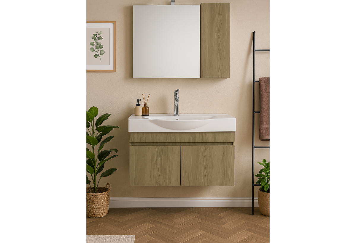 Έπιπλο Μπάνιου με Καθρέπτη Drop Loft 60cm Σκούρο Καφέ