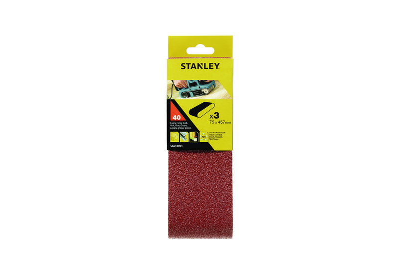 Ταινίες Λείανσης Stanley Μ.457 X Π.75mm 3 Τεμάχια K40 Ξύλου
