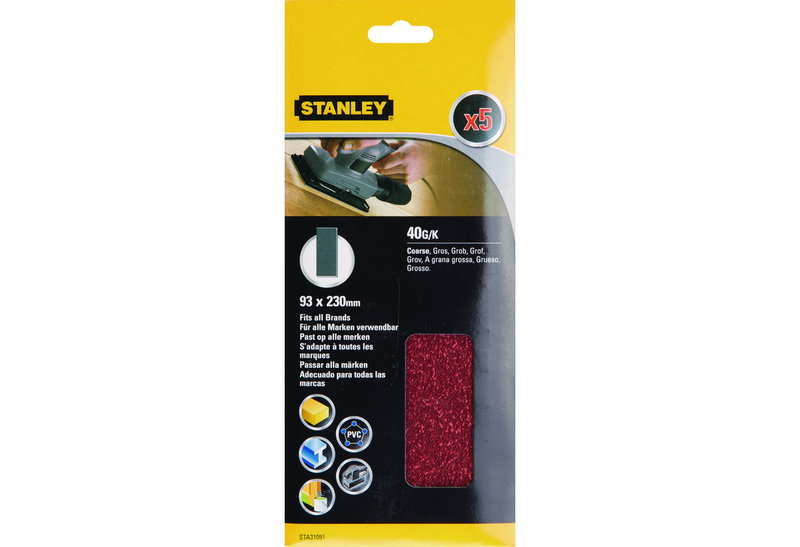 Γυαλόχαρτα Αλουμινοξειδίου Stanley K40 230X93mm 5 Τεμαχίων