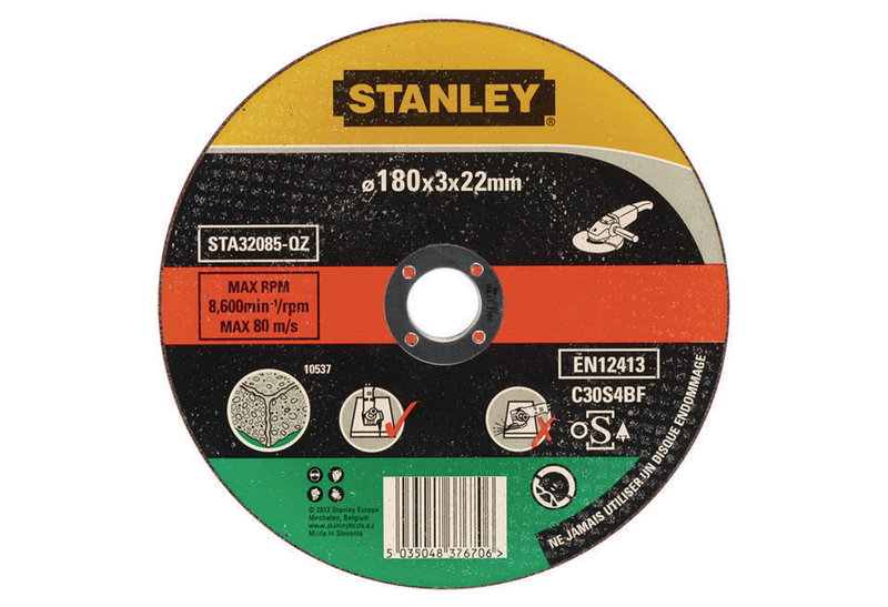 Δίσκος Δομικών Υλικών Κοπής Stanley Φ.180mm Επίπεδο