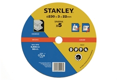 Δίσκος Κοπής Stanley 230X22mm Μετάλλου Επίπεδος για Γωνιακούς Τροχούς