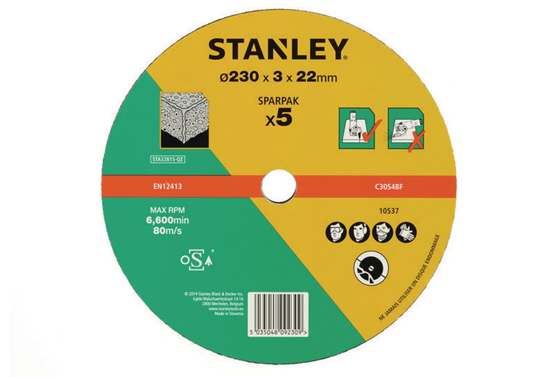Δίσκος Κοπής Δομικών Υλικών Stanley Φ.230mm Επίπεδος