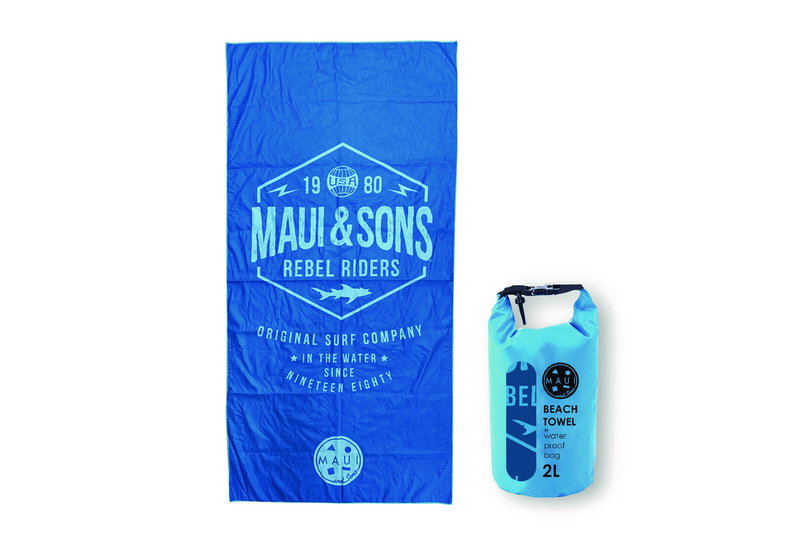 Maui & Sons Πετσέτα Θαλάσσης με Αδιάβροχη Θήκη 90x180cm Μπλε