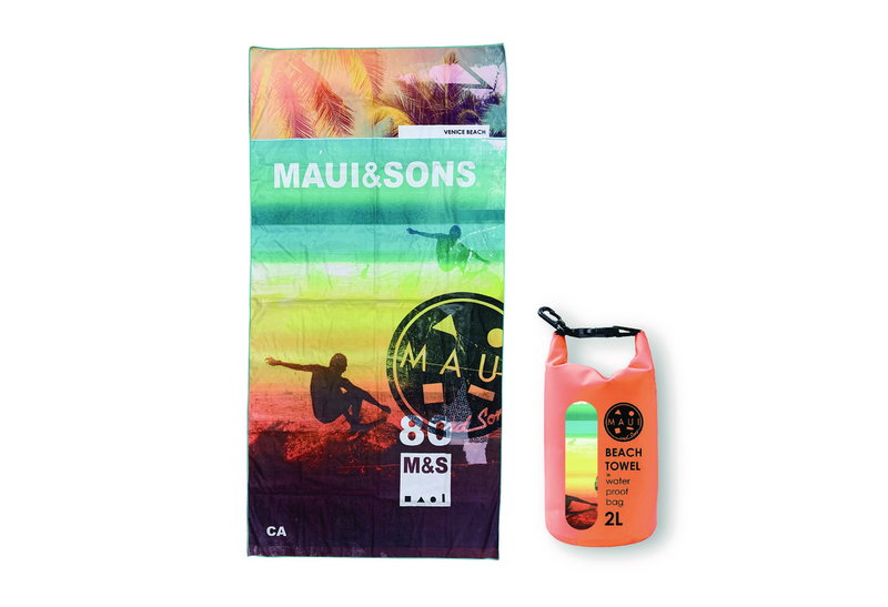 Maui&Sons Πετσέτα Θαλάσσης 180x90cm με Πορτοκαλί Σχέδιο