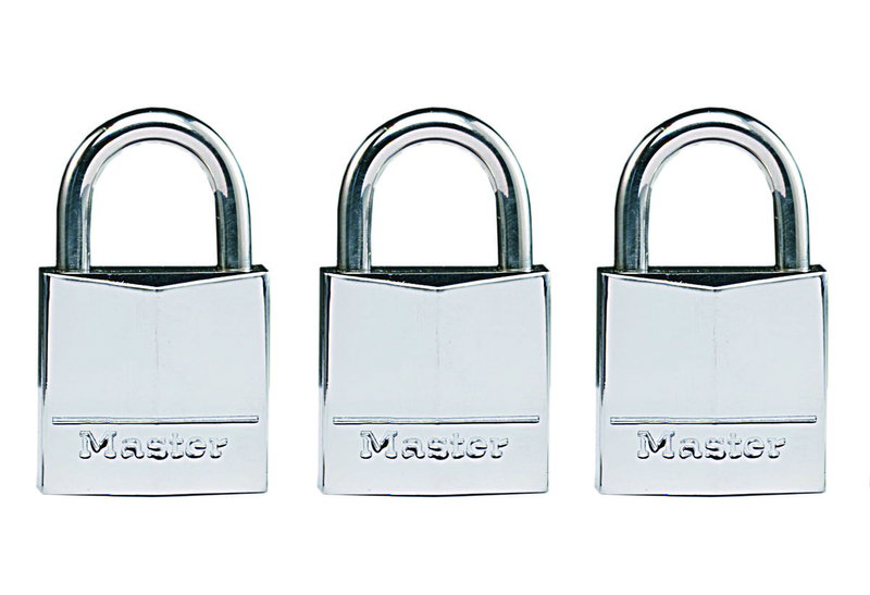 Λουκέτο 30mm Masterlock Σετ 3 Τεμαχίων Ασημί