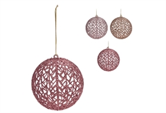 Χριστουγεννιάτικη Μπάλα Φ.9cm Glitter Δίχτυ σε 3 Σχέδια