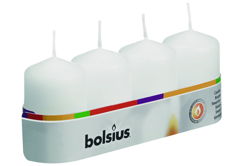Κερί Bolsius Λευκά Σετ 4 Τεμάχια