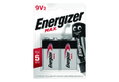 Μπαταρία Energizer Αλκαλική Max 9V, 2 Τεμαχίων