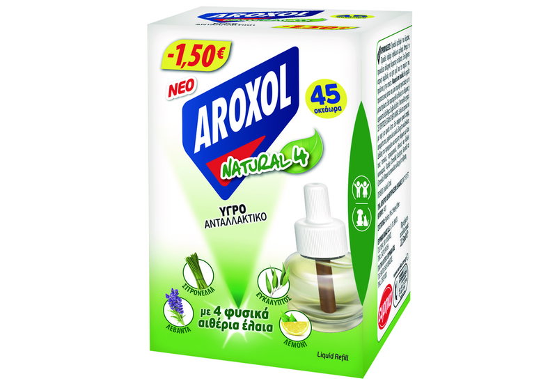 Εντομοαπωθητικό Υγρό Aroxol Natural Four για 45 Νύχτες