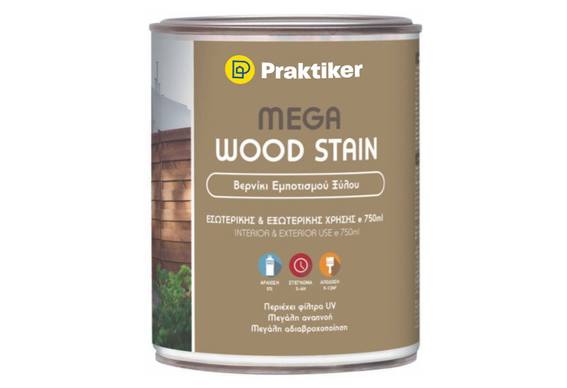 Βερνίκι Ξύλου Praktiker Mega Wood Stain Καρυδιά 2.5lt