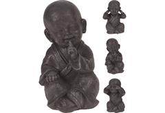 Deco Διακοσμητικός Βούδας Μωρό 10x8.5x15cm Μαύρος