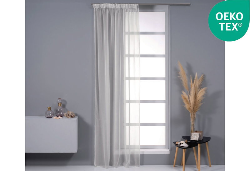Κουρτίνα Easy Home Bianca 270x140cm Γκρι με Τρέσα