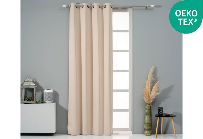 Κουρτίνα Easy Home Hamal Blackout 260x140cm Μπεζ με Τρουκς