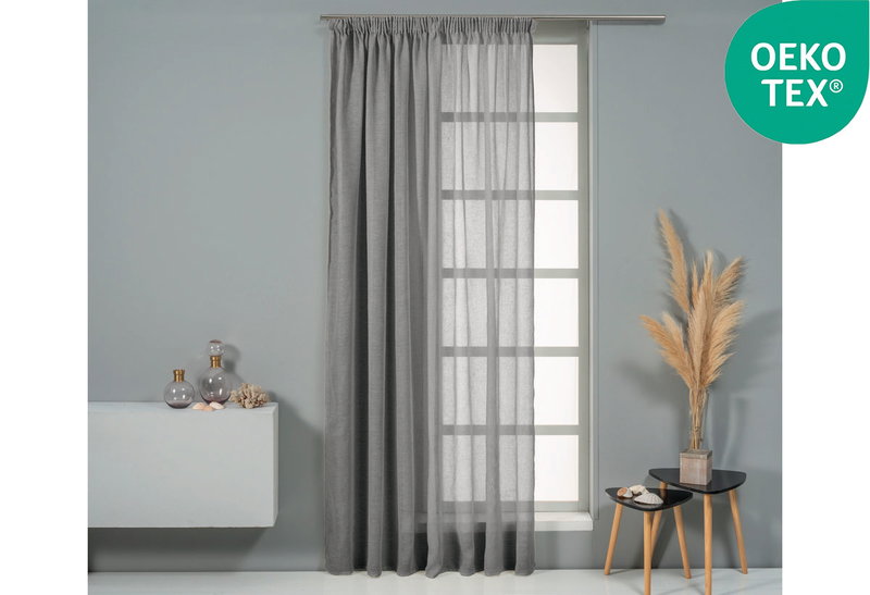 Κουρτίνα Easy Home Vega 300x270cm Γκρι Δίχτυ με Τρέσα