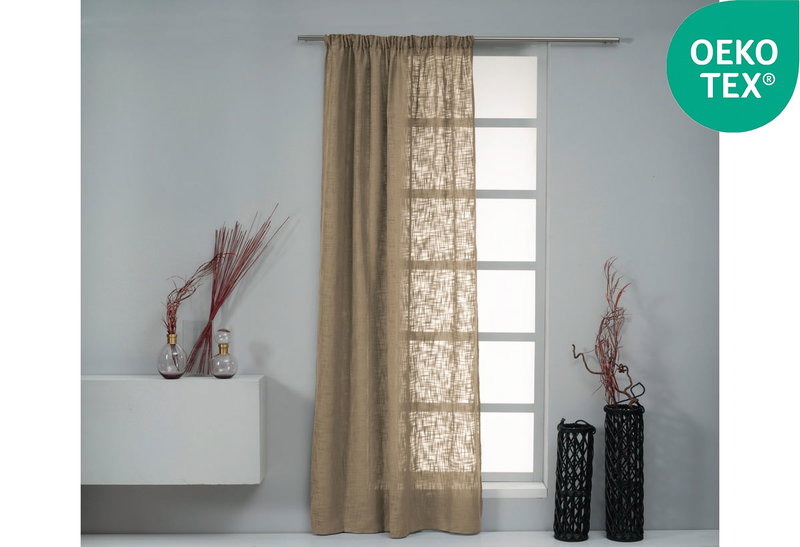 Κουρτίνα Easy Home Rope 270x140cm Μπεζ Γάζα με Τρέσα