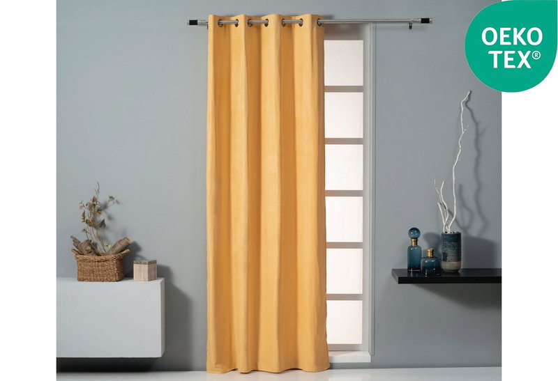 Κουρτίνα Easy Home Ursa Suede 260x140cm Σκούρο Κίτρινο με Τρουκς