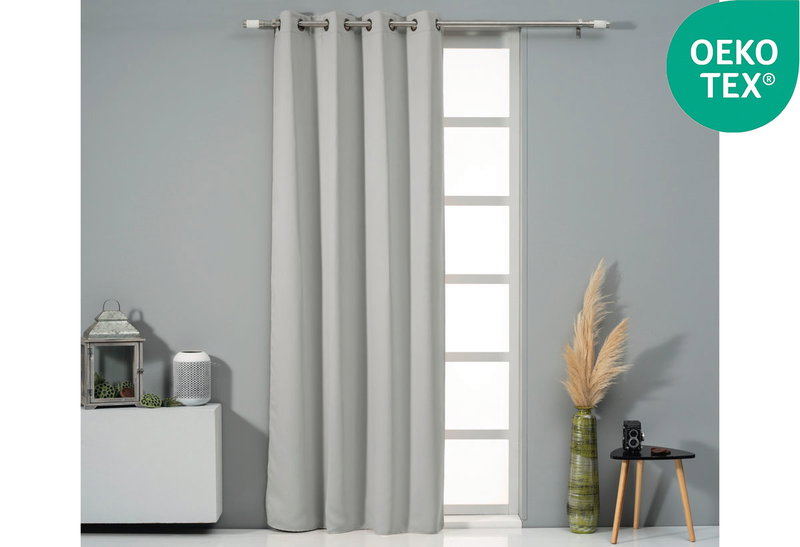 Κουρτίνα Easy Home Hamal Blackout 260x140cm Γκρι με Τρουκς