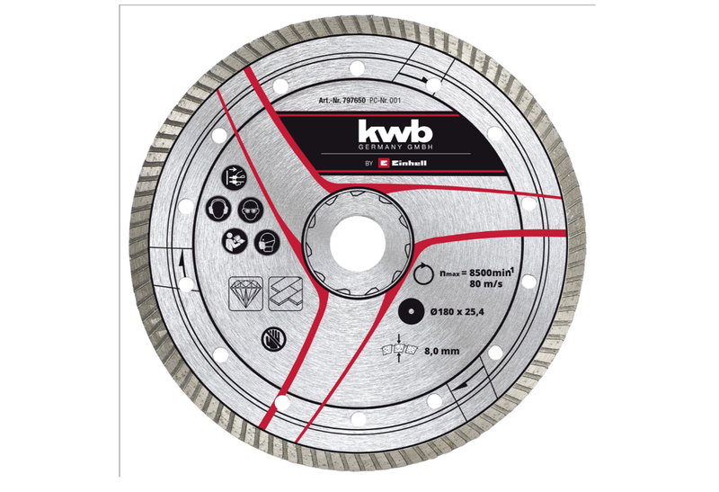 Διαμαντόδισκος Turbo KWB Φ.180mm