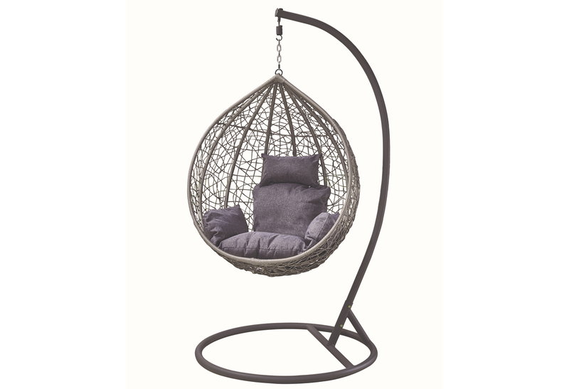 Κουνιστή Πολυθρόνα Spider L Wicker Καλάθι Φ62x94x107 Βάση Φ105x190cm Γκρι