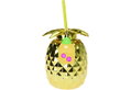 Κούπα Πλαστική Pineapple Gold με Καλαμάκι