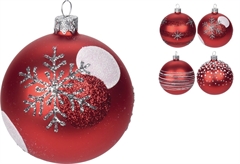 Home & Styling Χριστουγεννιάτικη Μπάλα Γυάλινη Κόκκινη Φ.8cm