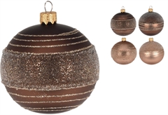 Home & Styling Χριστουγεννιάτικη Μπάλα Γυάλινη Καφέ Φ.8cm σε Διάφορα Σχέδια