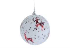 Χριστουγεννιάτικη Μπάλα Λευκή/Κόκκινη Φ.10cm Σετ 4 Τεμαχίων