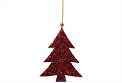 Χριστουγεννιάτικο Στολίδι Δέντρο Κόκκινο με Γκλίτερ 11cm