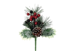 Χριστουγεννιάτικο Διακοσμητικό Κλαδί με Γκι Κόκκινο 20cm
