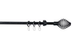 Κουρτινόβεργα Homefit Modena Επεκτεινόμενη Φ16/19mm 120/210cm Μαύρη/Ασημί