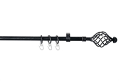 Κουρτινόβεργα Homefit Prado Επεκτεινόμενη Φ16/19mm 120/210cm Μαύρη/Ασημί