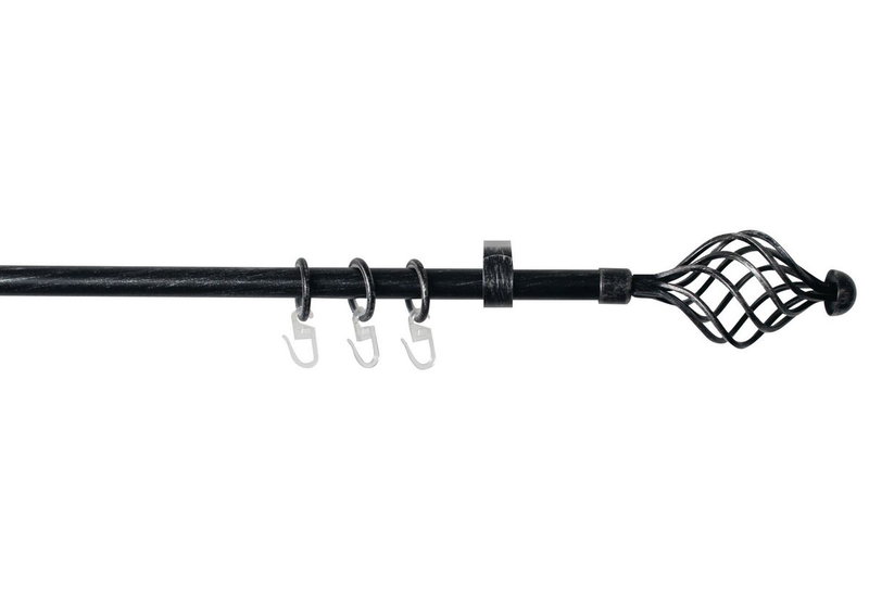Κουρτινόβεργα Homefit Prado Επεκτεινόμενη Φ16/19mm 120/210cm Μαύρη/Ασημί