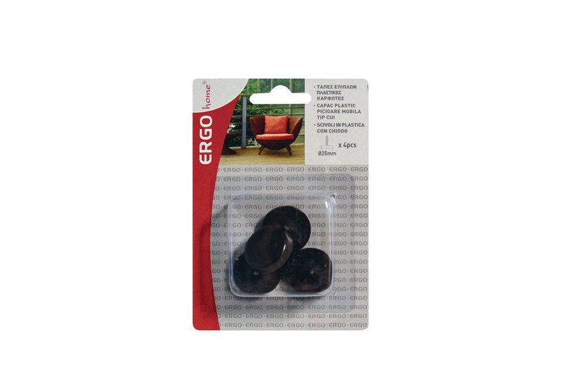 Τάπες Επίπλων Πλαστικές Καρφωτές Ergo Φ.28.6mm 4 Τεμάχια Κάφε