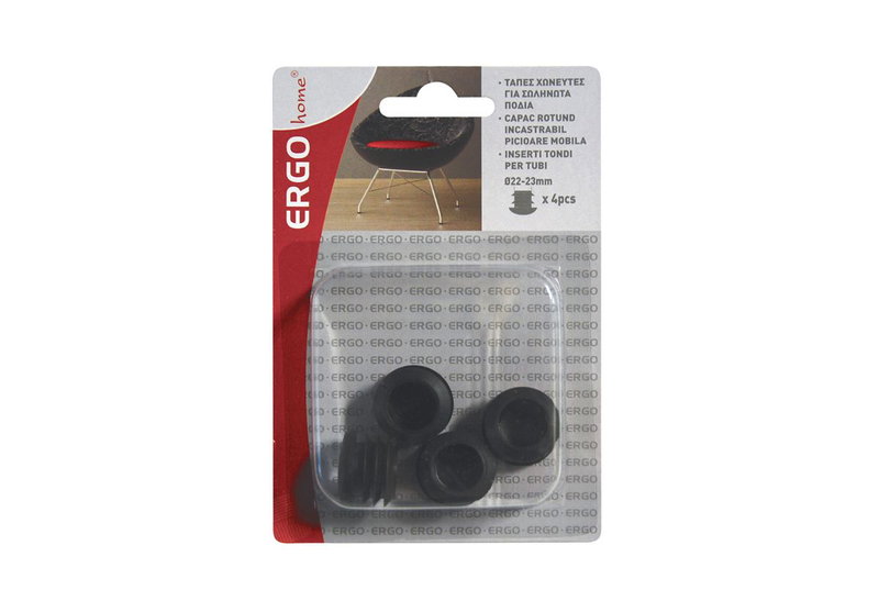 Τάπες Χωνευτές Ergo Φ.17-18mm για Σωληνωτά Πόδια Μαύρες Σετ 4 Τεμαχίων