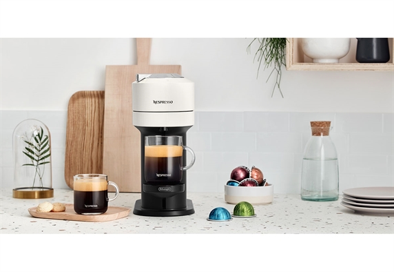 Nespresso by De'Longhi Vertuo Next Premium Coffee and Espresso Machine in Creamy White with Gold Accents Reviews | Crate & Barrel Nespresso by De'Longhi Vertuo Next Premium Coffee and Espresso Machine in Creamy White with Gold Accents Reviews | Crate & Barrel