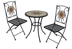 Σετ Μπαλκονιού Ηomefit Vintage 3 Τεμαχίων Καρέκλες:52x39x90cm Τραπέζι:Φ60xΥ70cm