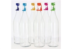 Μπουκάλι Νερού Top 1 lt Γυάλινο με Καπάκι Σιλικόνη σε Διάφορα Χρώματα
