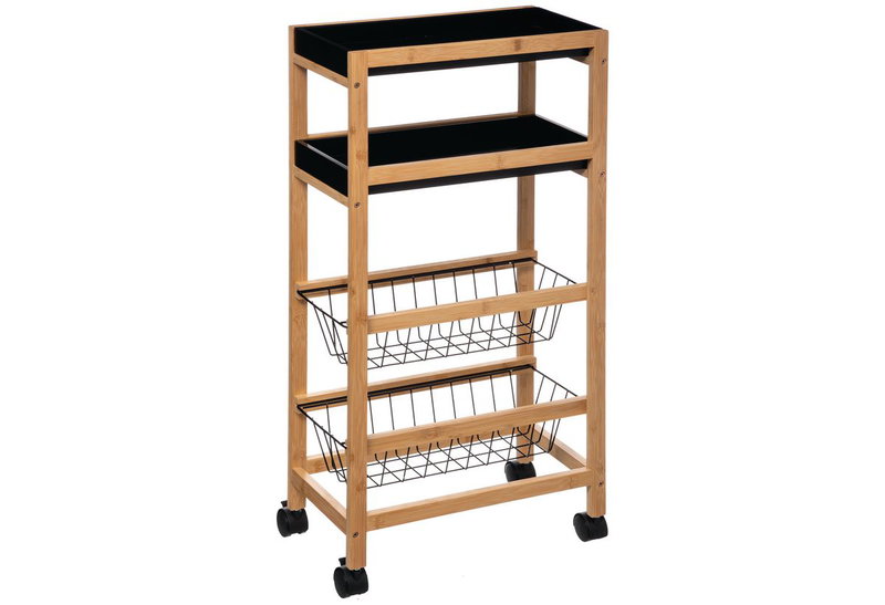 5Five Blackbamboo Τρόλεϊ 4 Θέσεων με Αποσπώμενο Δίσκο 40x22x83cm