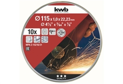 KWB Δίσκος Κοπής Inox Σετ 10 Τεμάχια Μεταλλική Κασετίνα 115x1mm