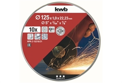 KWB Δίσκος Κοπής Inox Σετ 10 Τεμάχια Μεταλλική Κασετίνα 125x1mm