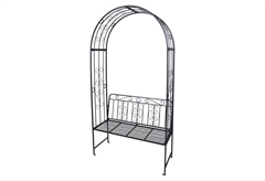 Παγκάκι Κήπου με Αψίδα Μεταλλικό Ανθρακί 121x53x230cm