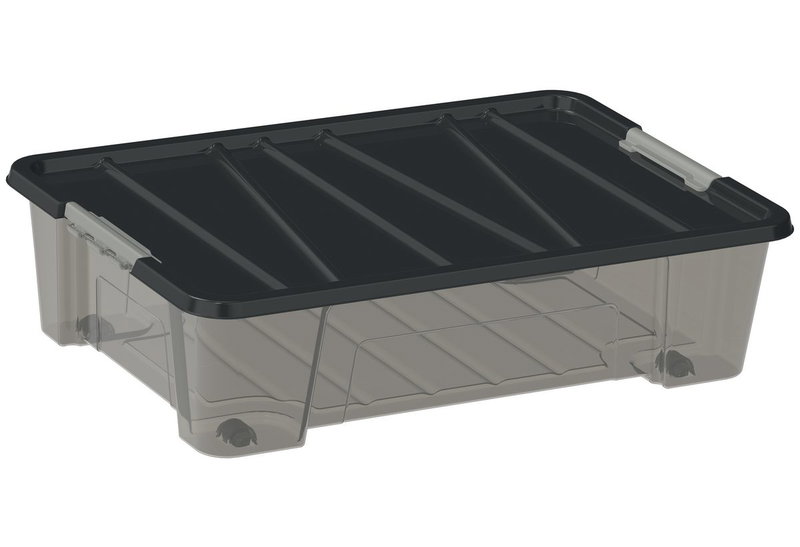 Κουτί Αποθήκευσης Πλαστικό Dea Home Jolly Μ57xΠ39xΥ15.5cm 25lt Γκρι/Μαύρο