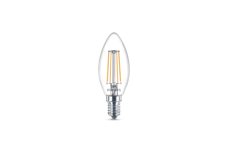 Philips Λαμπτήρας Κερί LED Clear Glass E14 Θερμό Φως 4.3W Σετ 2 Τεμαχίων