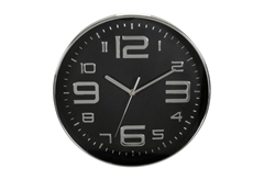 Ostaria Ρολόι Τοίχου Μαύρο/Ασημί 30cm Πλαστικό